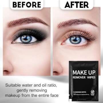 Timgle 200 Pcs Makeup Remover Wipes Gentle Cleansing Makeup Wipes Waterproof Individually Wrapped Makeup Remover Deep Pore Cleansing Facial Cleansing Wipes for Removing Makeup Dirt (Black)