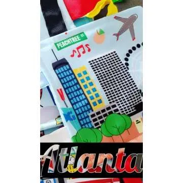 Baby Jack & Co 8x8” Learning Lovey Atlanta Georgia Tag Toys for Babies - Baby Crinkle Toys - Soft & Safe - Learn USA Cities and Shapes - Ideal Baby Toy & Gift BPA Free w/Stroller Clip