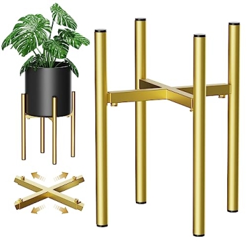 Elegant Adjustable Metal Plant Stand for Indoor Plants - Stylish Gold Finish