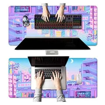 HUOCAIREN Tokyo City Anime Desk Mat for Gaming and Office