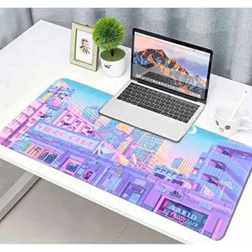 HUOCAIREN Tokyo City Anime Desk Mat for Gaming and Office