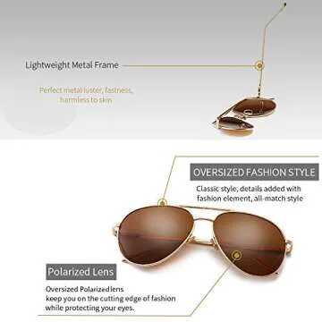 Sungait Women's Lightweight Polarized Aviator Sunglasses