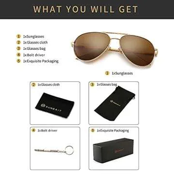 Sungait Women's Lightweight Polarized Aviator Sunglasses