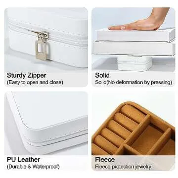 Parima Valentines Day Gifts for Her - Gifts for Women, Travel Jewelry Case Organizer Initial Small Jewelry Box Personalized Birthday Gift Valentines Day Gifts- Letter A, White