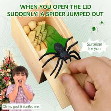 PARNIXS Wooden Spider Prank Box - Handcrafted Money Surprise Box for Adults and Kids [Upgraded Versi...