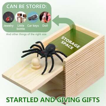 PARNIXS Wooden Spider Prank Box - Handcrafted Money Surprise Box for Adults and Kids [Upgraded Version]