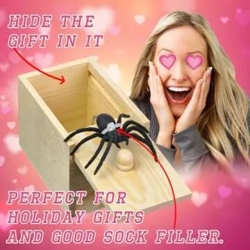 PARNIXS Wooden Spider Prank Box - Fun for All Ages