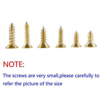 newlng 1200pcs Small Screws Phillips Flat Head Cross Self Tapping Tiny Screw Cabinet Electronic Accessories Screw Multifunctional DIY Micro Woodworking Mini Screw Set Gold