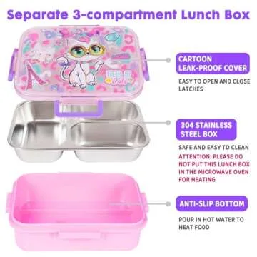 YOU TOO Stainless Steel Bento Lunch Box for Kids