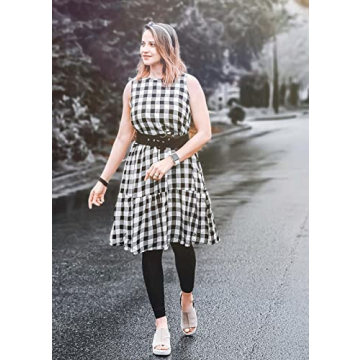 PRETTYGARDEN Women's Casual Plaid Sleeveless Sundress