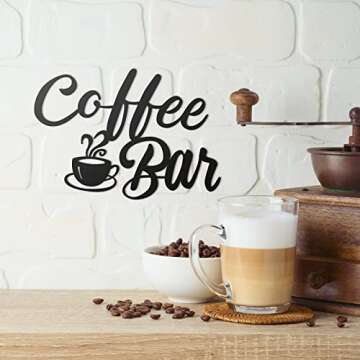 Shimeyao Coffee Sign for Coffee Station Hot Coco Bar Supplies Metal Bar Hanging Wall Art Decor Vinta...