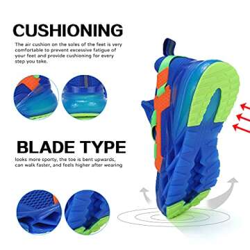 Boys Walking Shoes, Breathable Comfortable Non-Slip Mesh Blade Type Boys' Sport Tennis Shoes (Royal Blue, Size 12 Little Kid)