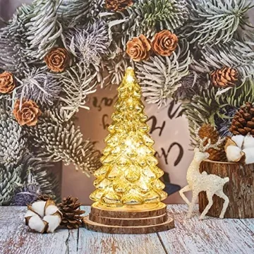 Osfvn Mercury Glass Christmas Tree Centerpiece for Holiday Decor