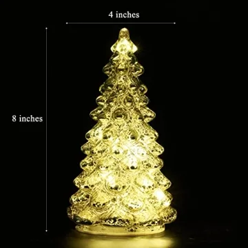 Osfvn Mercury Glass Christmas Tree Centerpiece for Holiday Decor