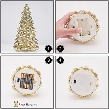 Osfvn Mercury Glass Christmas Tree Centerpiece for Holiday Decor