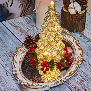 Osfvn Mercury Glass Christmas Tree Centerpiece for Holiday Decor