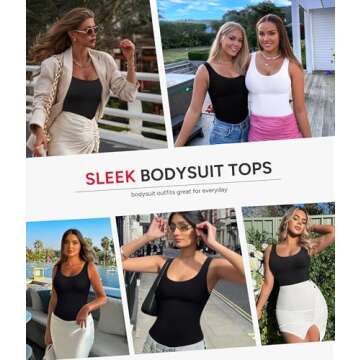 Nebility Women Waist Trainer Bodysuit Slim Full Body Shapewear Seamless Round Neck Jumpsuits Tummy Control Tops (XS/S, Black)