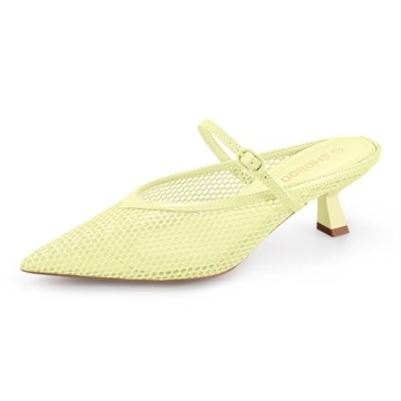 SHOBOO Women's Pointed Toe Kitten Heels - Chic Mesh Dress Sandals for Every Occasion