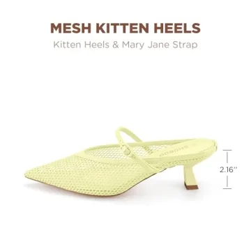 SHOBOO Women's Kitten Heels - Stylish Mesh Dress Sandals