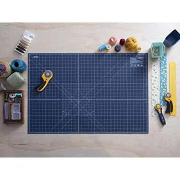 OLFA 24" x 36" Self Healing Rotary Cutting Mat (RM-MG/NBL) - Double Sided 24x36 Inch Cutting Mat with Grid for Fabric, Sewing, Quilting, & Crafts, Designed for Use with Rotary Cutters (Navy)