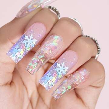 6 Grids White Snowflake Nail Glitter Sequins for Christmas Art