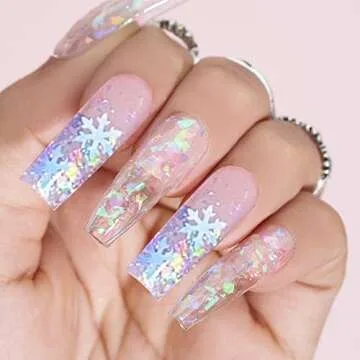 6 Grids White Snowflake Nail Glitter Sequins for Christmas Art