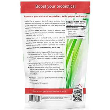 Cutting Edge Cultures Prebio Plus Prebiotic Fiber Powder Best Custom Blend of Organic Prebiotic Fibers Dietary Supplement 8 oz