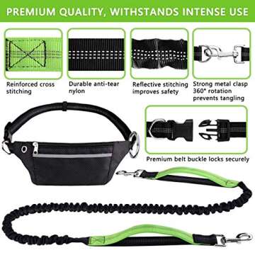Hands Free Dog Leash for Running Walking Jogging Training Hiking, Retractable Bungee Dog Running Wai...