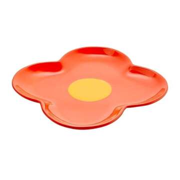 Slant Collections Ceramic Shaped Dinner Plate, 10 x 5-Inch, Retro Flower