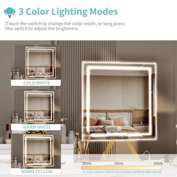 Lufeiya Small Makeup Vanity Desk with LED Mirror 32 inch