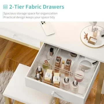 Lufeiya Small Makeup Vanity Desk with LED Mirror 32 inch