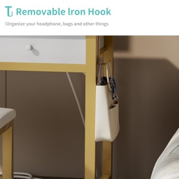 Lufeiya Small Makeup Vanity Desk with LED Mirror 32 inch