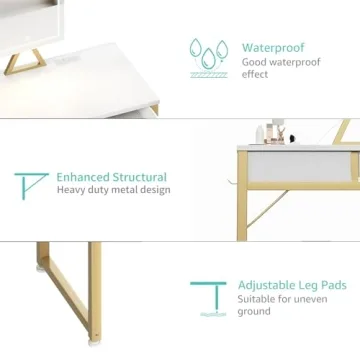 Lufeiya Small Makeup Vanity Desk with LED Mirror 32 inch