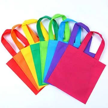Elcoho 40 Pieces Non-Woven Party Favor Bags 8×8 Inch Resuable Goodie Gift Bag with Handles Tote Treat Bag for Birthday Party