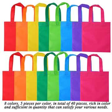 Elcoho 40 Pieces Non-Woven Party Favor Bags 8×8 Inch Resuable Goodie Gift Bag with Handles Tote Treat Bag for Birthday Party