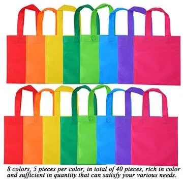 Elcoho 40 Pieces Non-Woven Party Favor Bags 8×8 Inch Resuable Goodie Gift Bag with Handles Tote Treat Bag for Birthday Party