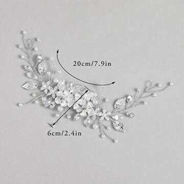 GORAIS Bride Wedding Hair Vine Flower Hair Piece Rhinestone Bridal Headpiece Hair Accessories for Wo...