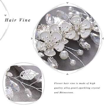 GORAIS Bride Wedding Hair Vine Flower Hair Piece Rhinestone Bridal Headpiece Hair Accessories for Women