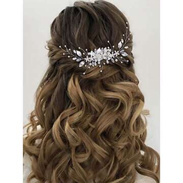 GORAIS Bride Wedding Hair Vine Flower Hair Piece Rhinestone Bridal Headpiece Hair Accessories for Women