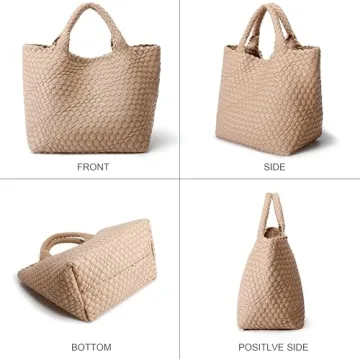 Vegan Leather Woven Tote Bag for Women Summer Beach Travel