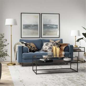 Henn&Hart 14" Brass Metal/Fabric Table Lamp