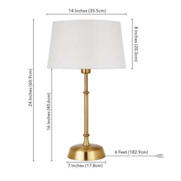 Henn&Hart 14" Brass Metal/Fabric Table Lamp