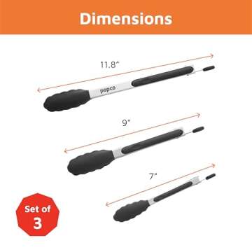 Heavy Duty Popco Kitchen Tongs Set - Durable & Heat Resistant
