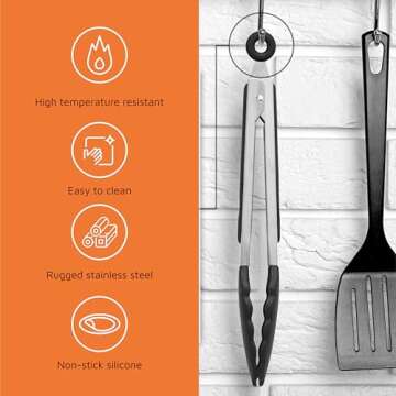 Heavy Duty Popco Kitchen Tongs Set - Durable & Heat Resistant