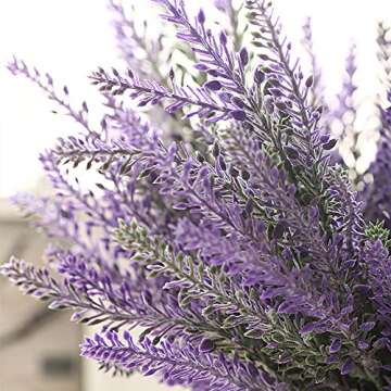 Hukidoy Artificial Lavender Plant with Silk Flowers for Wedding Decor and Table Centerpieces - 8 Piece Bundle