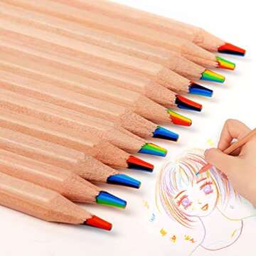 ThEast 30 Pieces 7 in 1 Rainbow Pencils for Kids Bulk, Easter Basket Stuffers for Teens, Multi Colored Pencil, Goodie Bags Stuffers, Rainbow Party Favors, Pre-sharpened