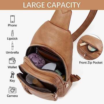 Stylish FIGESTIN Women's Crossbody Sling Bag in Camel Brown
