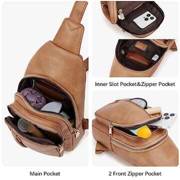 Stylish FIGESTIN Women's Crossbody Sling Bag in Camel Brown