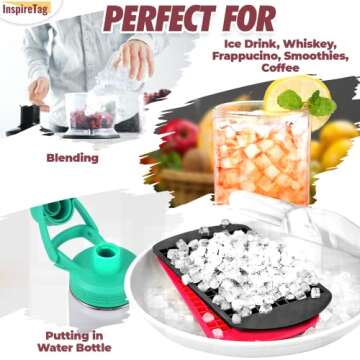 InspireTag Mini Ice Cube Trays 2 Pack, Silicone Crushed Ice Tray for Freezer, Easy Release Small Ice Cube Tray Mini Nuggets, BPA Free Stackable Flexible, Water Bottle Tiny Ice Cube Trays