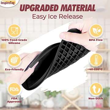 InspireTag Mini Ice Cube Trays 2 Pack, Silicone Crushed Ice Tray for Freezer, Easy Release Small Ice Cube Tray Mini Nuggets, BPA Free Stackable Flexible, Water Bottle Tiny Ice Cube Trays